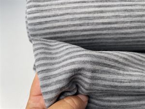 Undertøjsuld med bomuld - interlock i klassiske striber i grå / grå